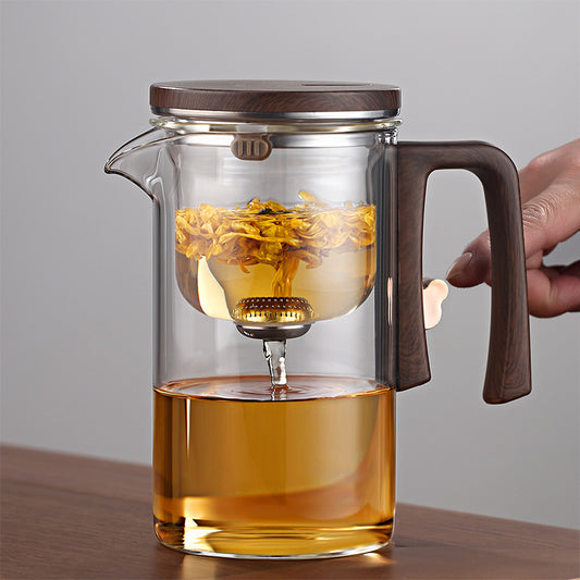 Small Waist One-click Magnetic Filter Glass Teapot