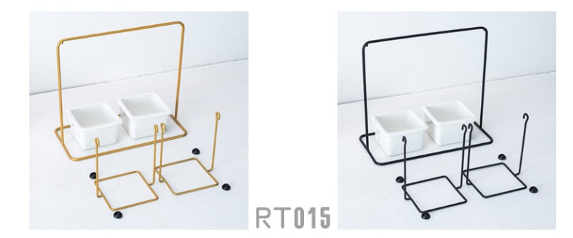 Geometrischer Keramik-Blumentopf mit Eisenständer