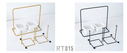 Geometrischer Keramik-Blumentopf mit Eisenständer