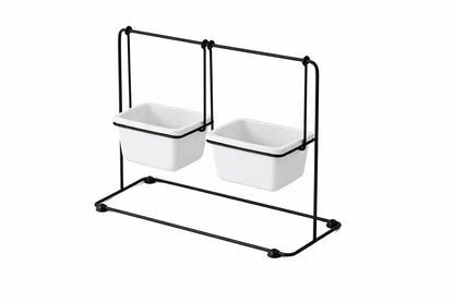 Geometrischer Keramik-Blumentopf mit Eisenständer