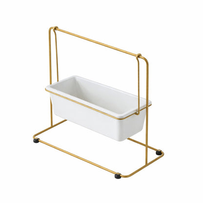 Geometrischer Keramik-Blumentopf mit Eisenständer